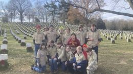 Pictured, Newark Valley Boy Scout Troop 30 participates in placing wreaths at Arlington National Cemetery. Photo provided.